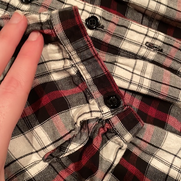 Collarless Plaid Shirt - Picture 8 of 10